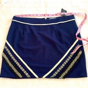 NWT Anthropologie sz L Endless Rose Beaded Mini Skirt Navy Blue Y2K Vibes NEW